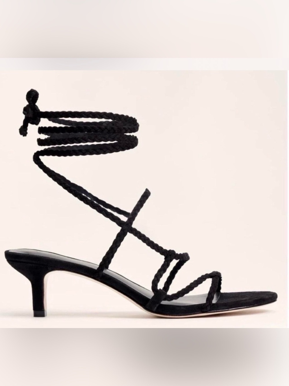 Reformation Porto Braided Lace Up Kitten Heels